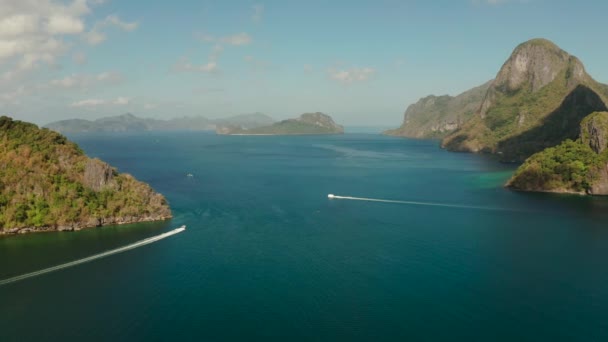 Seascape with tropical islands El Nido, Palawan, Philippines — Stock Video