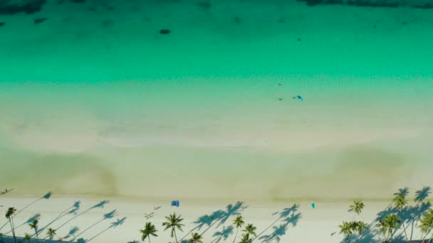 Playa tropical y mar azul claro — Vídeo de stock