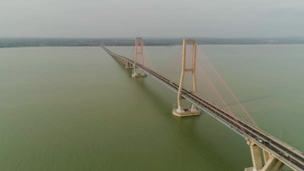 Jembatan kabel suspensi dalam surabaya — Stok Video