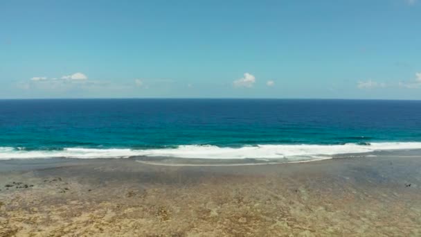 Olas estrellándose en un arrecife de coral. — Vídeos de Stock