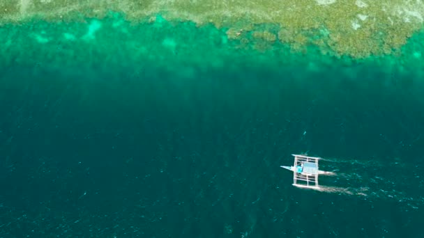 Коралловый риф с бирюзовой водой, Моальбоал, Филиппины. — стоковое видео