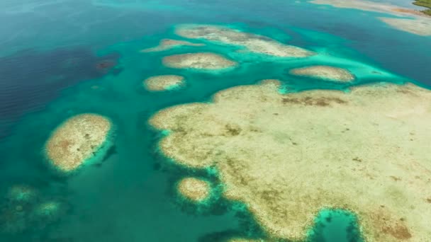 초호의 투명 한 푸른 바닷물. — 비디오