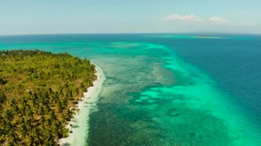 Kumlu plajları olan tropik adalar. Balabac, Palawan, Filipinler.
