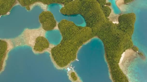 Zeegezicht met lagunes en eilanden — Stockvideo