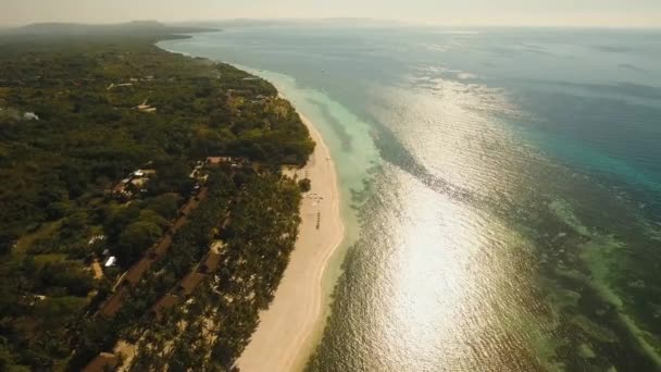 Turkuaz deniz Filipinler, Bohol ve tropikal plaj — Stok video