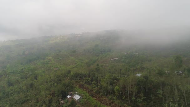 Berglandschap landbouwgronden en dorp Bali, Indonesië. — Stockvideo