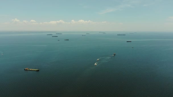 Bahía de Manila con vista aérea de barcos. — Vídeos de Stock