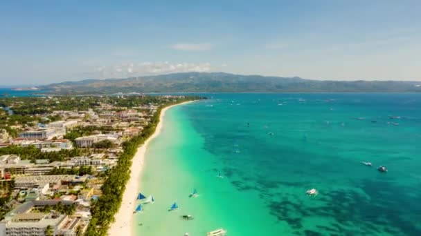 Isla Boracay con playa de arena blanca, Filipinas. Cronograma — Vídeos de Stock