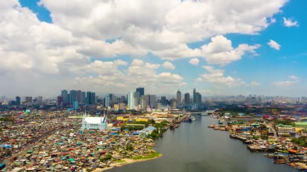 Paisaje urbano de Manila con cielo azul y nubes time lapse. — Vídeo de stock