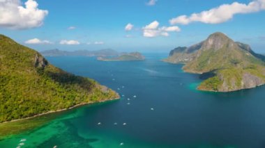 Tropikal adalar El Nido, Palawan, Filipinler ile Seascape Timelapse