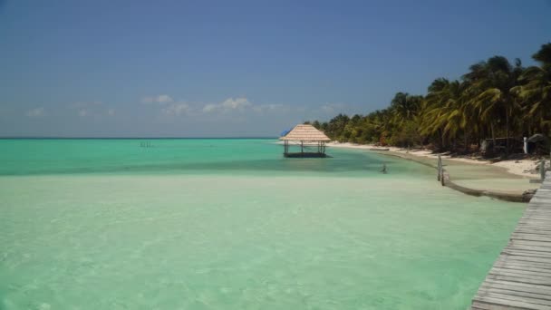 Isla tropical con una playa en el atolón. Onok Island Balabac, Filipinas. — Vídeos de Stock
