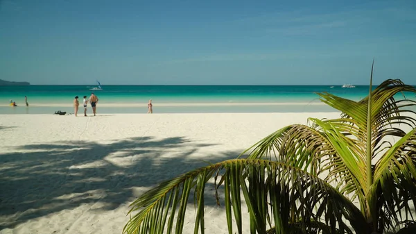 Playa tropical de arena y mar azul, Filipinas. —  Fotos de Stock