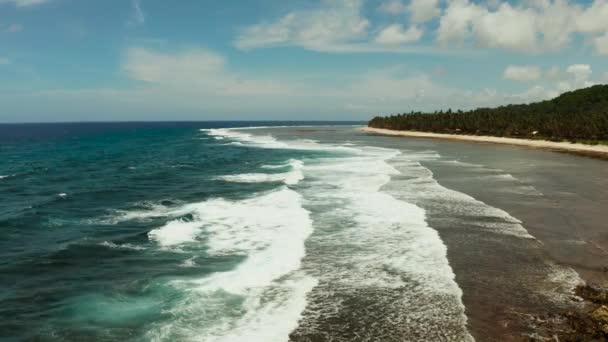サルガオ島の海岸、青い海と波. — ストック動画