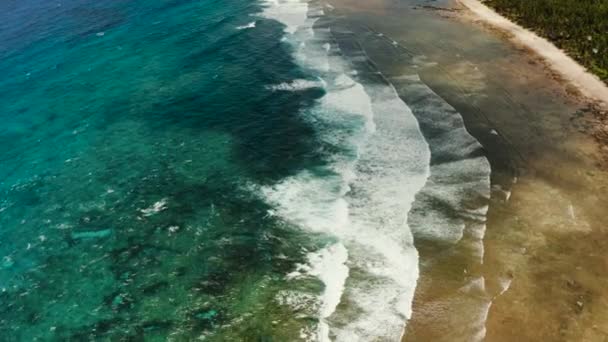 Ocean waves and sea surf, aerial view. — Stock Video
