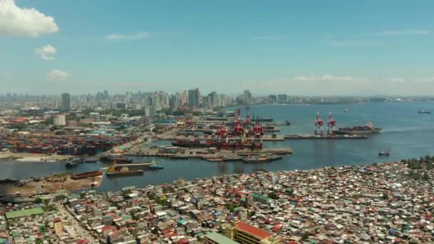 Manila, huvudstaden i Filippinerna flygfoto. — Stockvideo