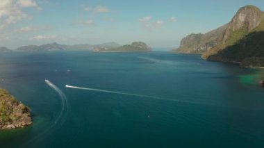 Tropik adaları olan deniz burnu El Nido, Palawan, Filipinler