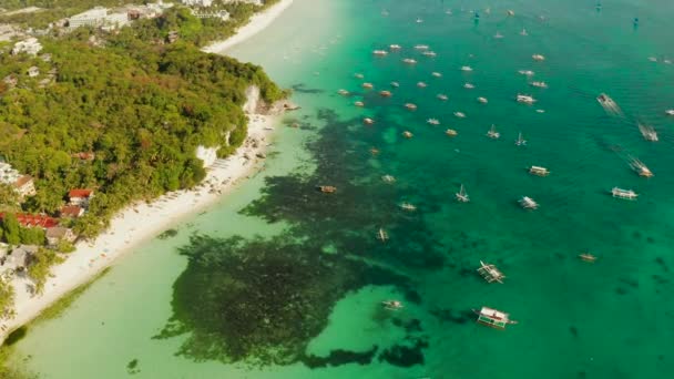 Boracay-sziget fehér homokos stranddal, Fülöp-szigetek — Stock videók