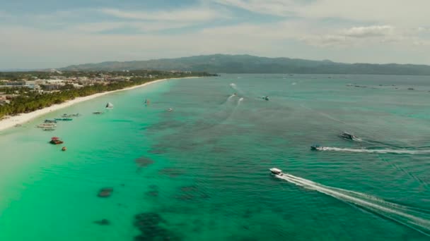 Boracay ostrov s bílou písečnou pláží, Filipíny — Stock video