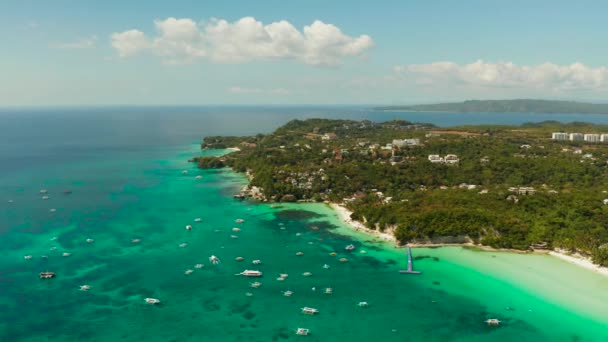 Ilha de Boracay com praia de areia branca, Filipinas — Vídeo de Stock