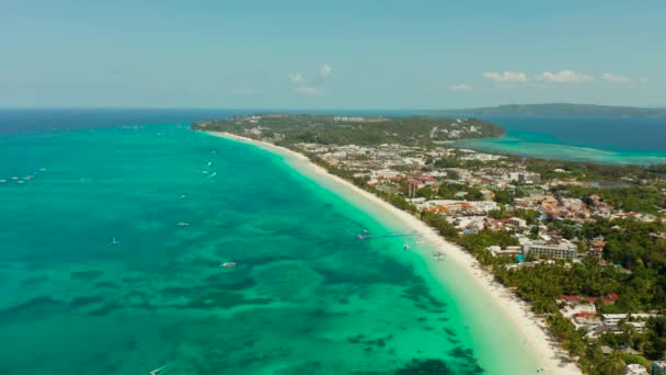 Boracay ostrov s bílou písečnou pláží, Filipíny — Stock video