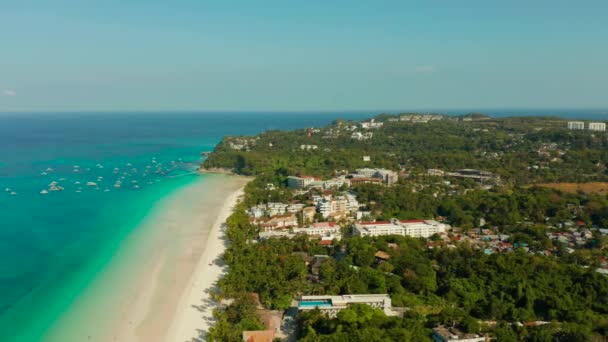 Boracay île avec plage de sable blanc, Philippines — Video