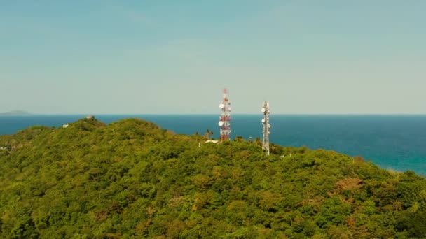 Torre de telecomunicações, antena de comunicação na Ásia — Vídeo de Stock