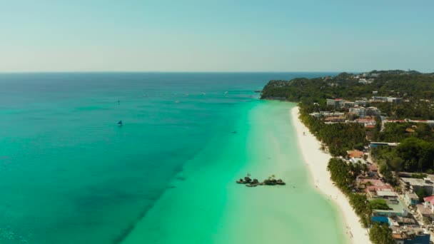 Insel Boracay mit weißem Sandstrand, Philippinen — Stockvideo