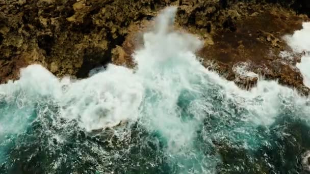 Ωκεανός με κύματα να συντρίβονται στην ακτή — Αρχείο Βίντεο