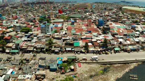 Slums und Armenviertel der Stadt Manila. — Stockvideo