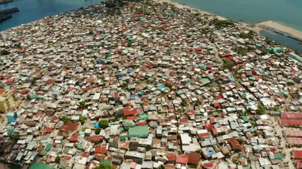 マニラ市内のスラム街と貧しい地区. — ストック動画