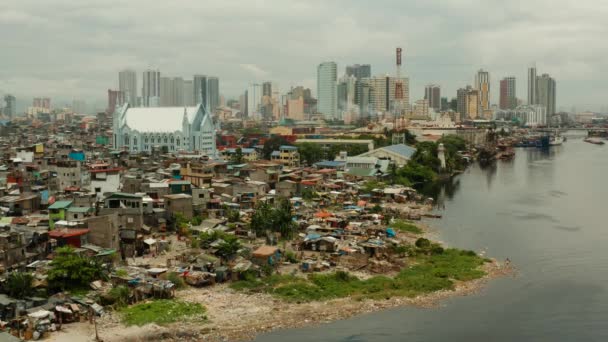 Město Manila, hlavní město Filipín. — Stock video