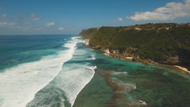 Vista aérea bela praia. Bali, Indonésia. — Vídeo de Stock