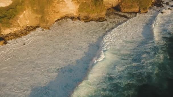 Rocky coastline on the island of Bali. Aerial view. — Stock Video