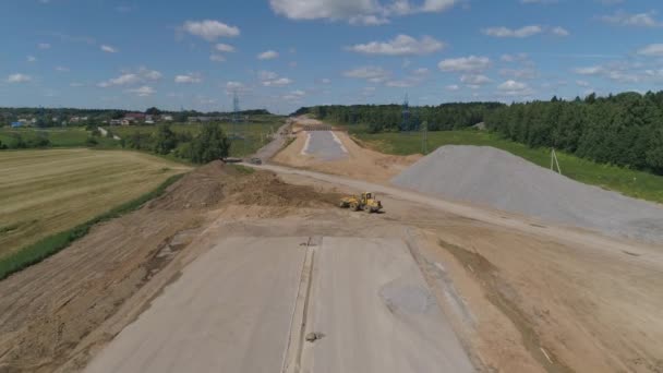 Construcción de carreteras Vista aérea — Vídeos de Stock