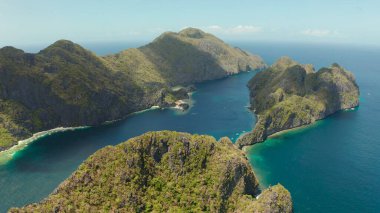 Tropik adaları olan deniz burnu El Nido, Palawan, Filipinler