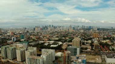 Manila, Filipinler 'in başkenti, hava manzaralı..
