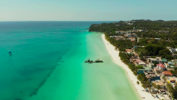 Insula Boracay cu plaja cu nisip alb, Filipine — Videoclip de stoc