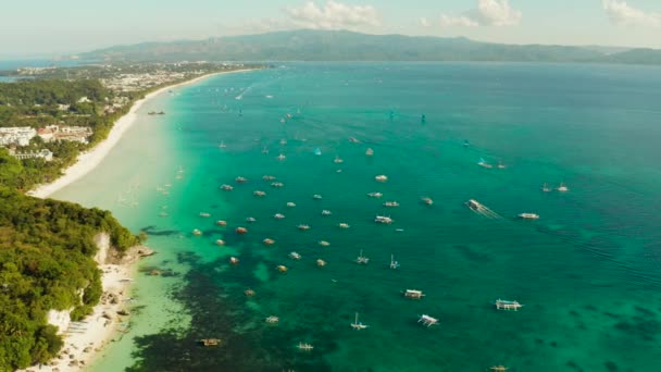 Ilha de Boracay com praia de areia branca, Filipinas — Vídeo de Stock