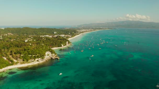 Beyaz kumlu plajlı Boracay Adası, Filipinler — Stok video