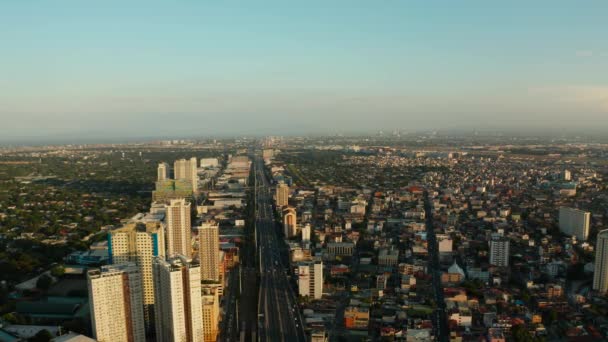 Manila, hlavní město filipínského leteckého pohledu. — Stock video