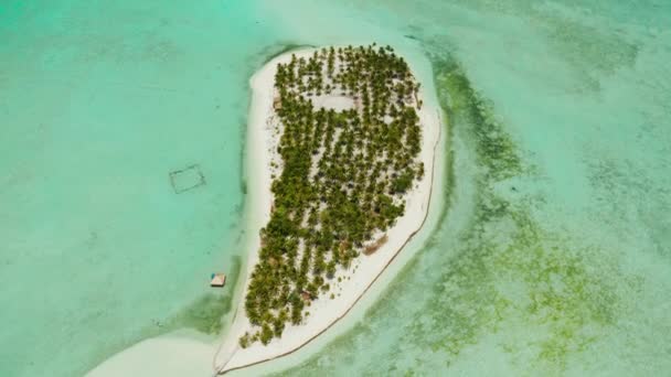 Ilha tropical com uma praia no atol. Onok Island Balabac, Filipinas. — Vídeo de Stock