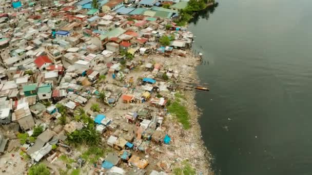 Slums en arme wijk van de stad Manilla. — Stockvideo