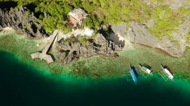 Tropikalna laguna morska i plaża, Filipiny, El Nido. — Wideo stockowe