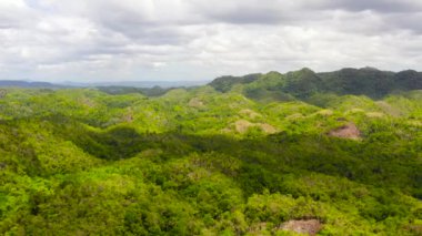 Tropikal bitki örtüsü olan tepeler ve dağlar. Bohol, Filipinler.