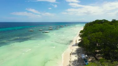 Kumsal ve tropikal deniz. Panglao Adası, Filipinler.