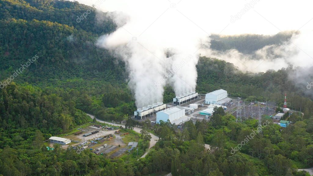 Geothermal power station. Philippines, Mindanao. Apo mountain.