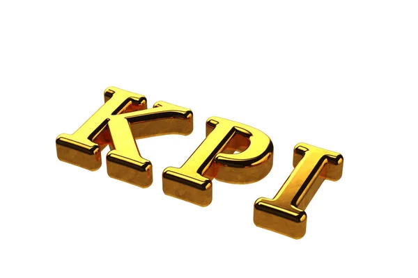 Concepto de abreviatura de oro de KPI - Indicador de Perfomance clave aislado sobre fondo blanco sin sombras. Renderizado 3D . — Foto de Stock