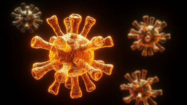 3d render of Dangerous coronavirus Sars Mers COVID-19 infection medical illustration. Respiratory virus pandemic 2020. — Stock Photo, Image