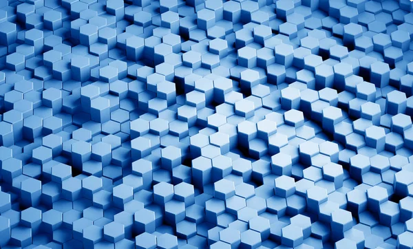Αφηρημένο μπλε εξαγωνικό sci-fi κυψελωτό γεωμετρικό υπόβαθρο. 3d απόδοση — Φωτογραφία Αρχείου