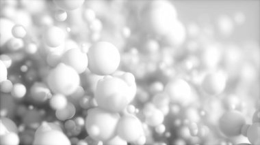 3D kürelerin soyut arkaplanı. Modern plastik pastel baloncuklar. Nano parlak toplar bilim fiziği kavramı